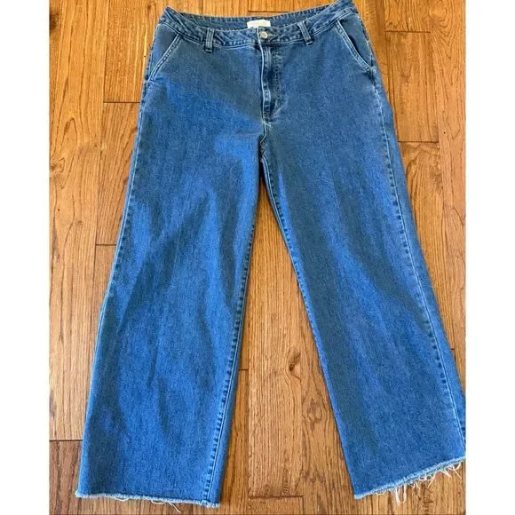 Rachel Zoe high rise wide leg trouser jeans raw hem 14 - Picture 2 of 6